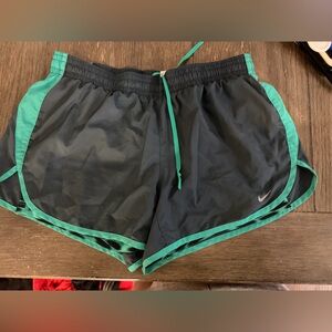 Nike Black and Green Athletic Shorts